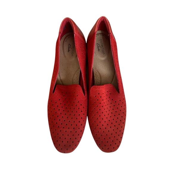 Clarks Womens Juliet Hayes Loafers Flats Size 9 Minimalist Comfort Slip On Red - Picture 7 of 12